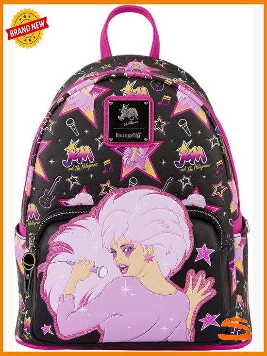 Hasbro Jem Holograms Mini Backpack Faux Leather Glitter Enamel Charm Daypack main image 5